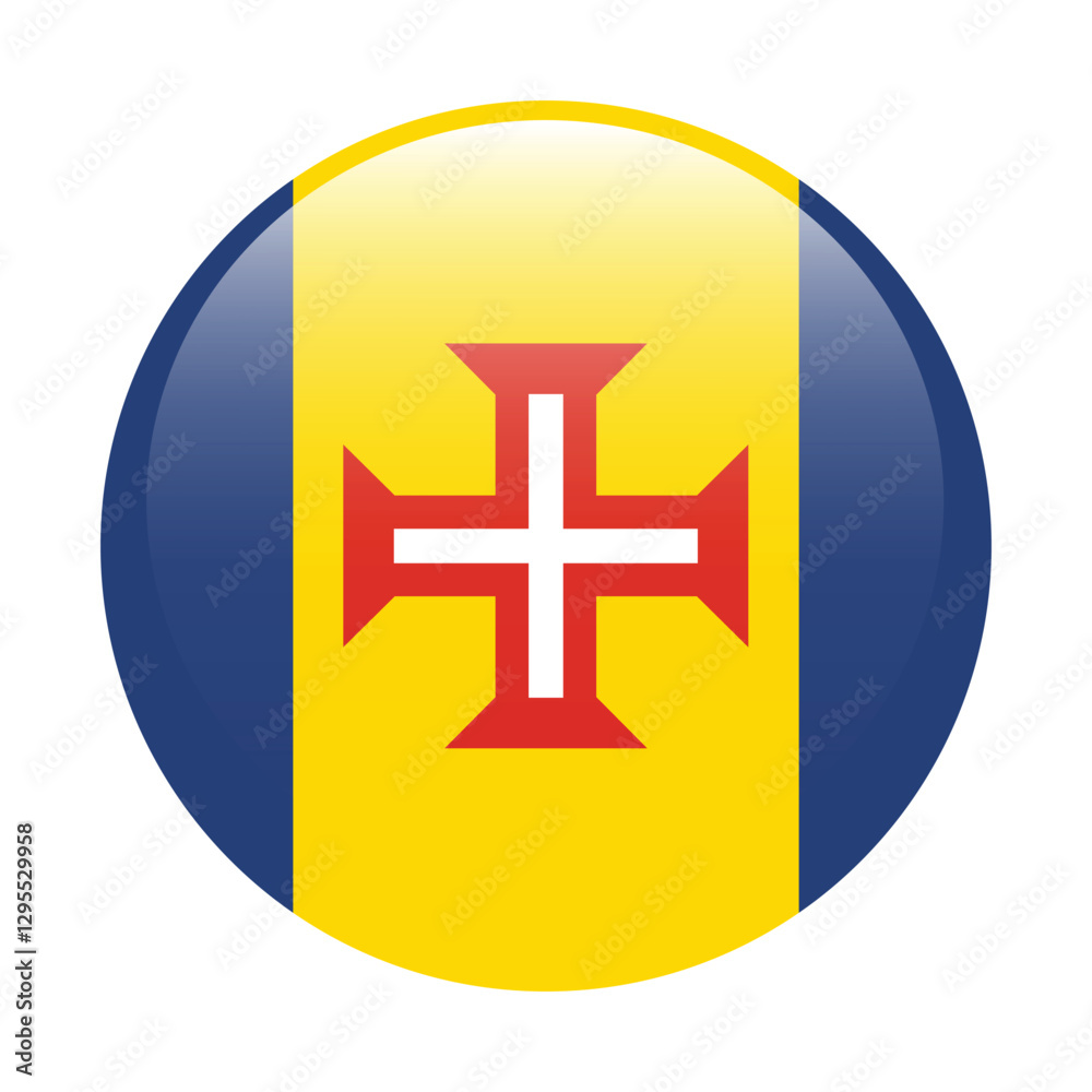 Obraz premium Madeira flag circle icon vector illustration design