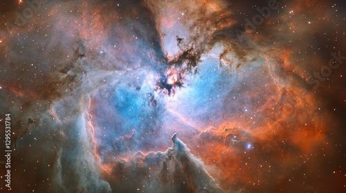The complex and colorful star forming region of the nebula