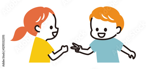 colorful illustration of kids doing rock scissors paper