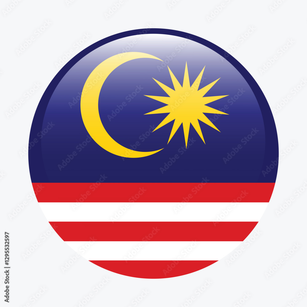 Fototapeta premium Malaysia flag circle icon vector illustration design