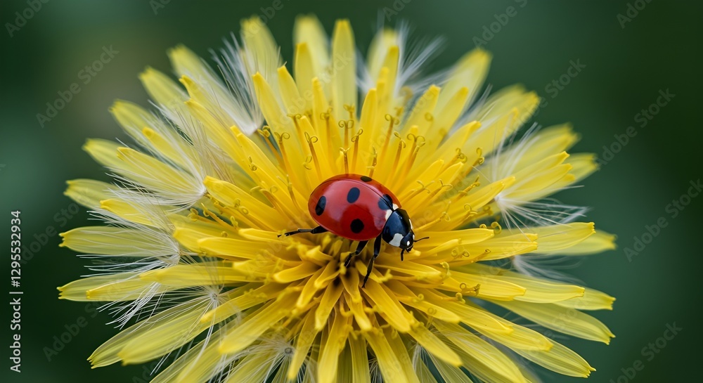 A vibrant yellow dandelion in full bloom next to a delicate white seed head, showcasing the beauty of nature’s life cycle against a lush green background A vibrant yellow dandelion in full bloom next to a delicate white seed head, showcasing the beauty of nature’s life cycle against a lush green background
