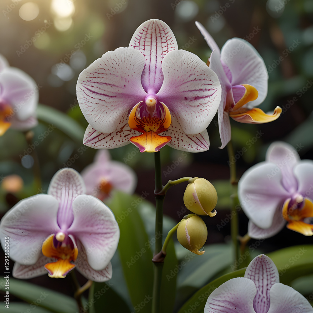 pink orchid garden in the morning pink orchid garden in the morning