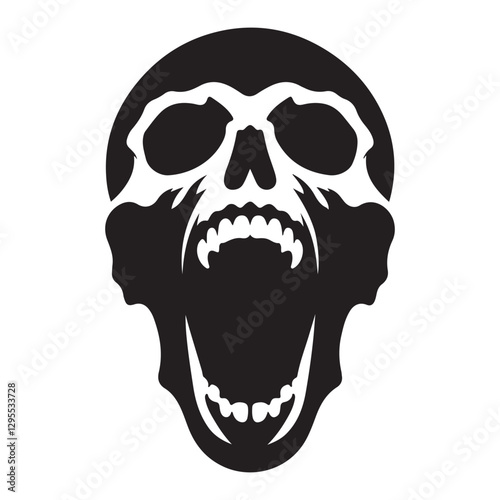 Screaming skull silhouette vector for horror themed illustration designs