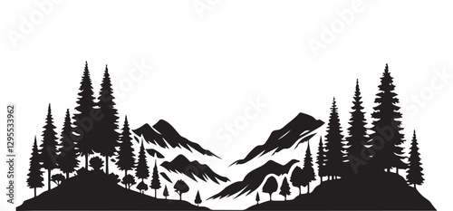 Majestic Mountain Range Silhouette Scenic Landscape Vector Illustration Art