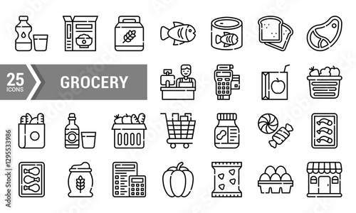 25 Grocery Line Icons for Your Next Design Project.