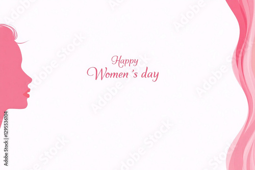 happy womens day card with silhouette of womans face