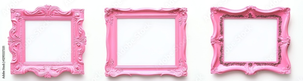 Pink Picture Frames Against White Background (1) Pink Picture Frames Against White Background (1)