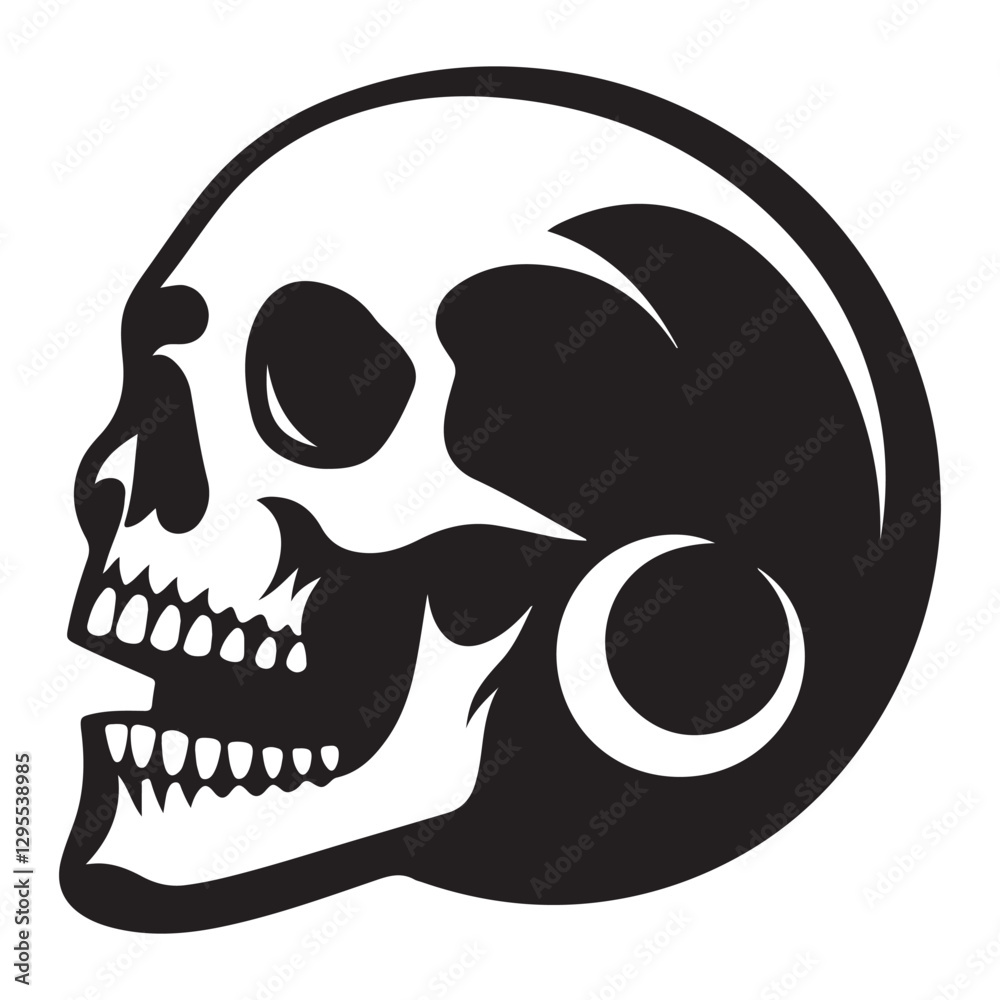 Side Profile Skull Tattoo Vector Illustration for Graphic Design Art Side Profile Skull Tattoo Vector Illustration for Graphic Design Art
