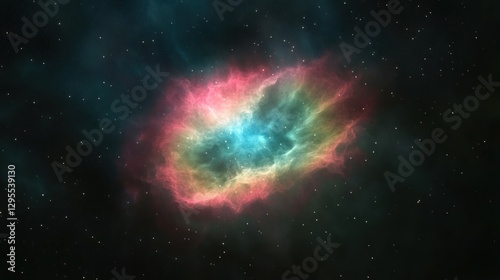 Cosmic Nebula Colorful Gaseous Cloud In Space