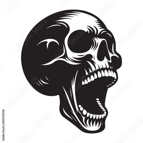 Terrifying skull screaming illustration vector image for Halloween concept