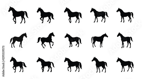 Horse Silhouette Vector | Running Horse Icons | Equine Clipart | Black Stallion Graphics