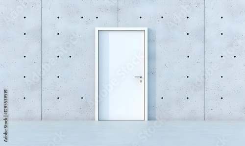 Minimalist White Door Against Concrete Wall with Simple Design