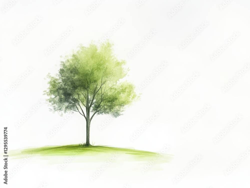 Isolated tree with vibrant green leaves on white background, nature photography Isolated tree with vibrant green leaves on white background, nature photography