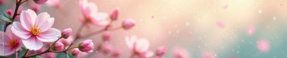 Soft focus flowers and leaves on pastel gradient, nature, gradient, fuzzy Soft focus flowers and leaves on pastel gradient, nature, gradient, fuzzy