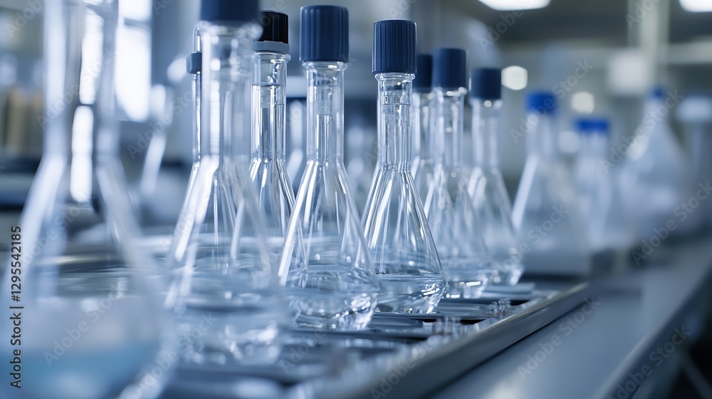 Closeup of laboratory glassware arranged neatly showcasing precision in scientific research and analysis : Generative AI Closeup of laboratory glassware arranged neatly showcasing precision in scientific research and analysis : Generative AI