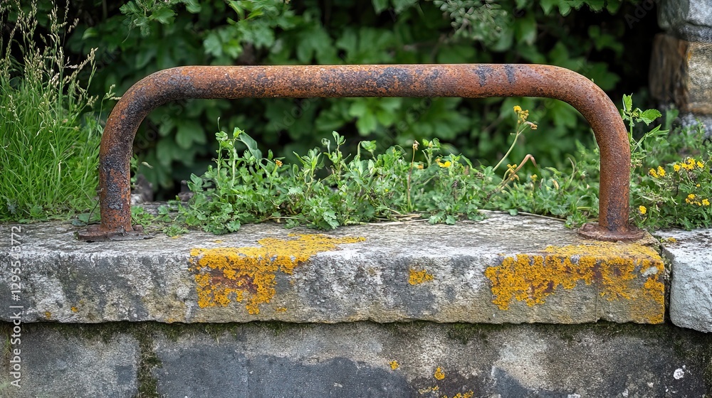 Rusty Metal Handrail with Greenery Rusty Metal Handrail with Greenery