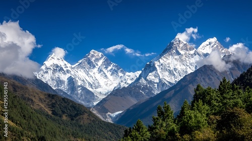 Wallpaper Mural Stunning panorama of snow capped peaks against a vibrant blue sky in the stunning Himalayan landscape : Generative AI Torontodigital.ca