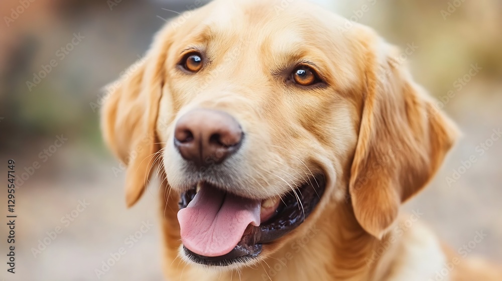 Happy Golden Retriever Dog Portrait Captured Outdoors With Natural Light : Generative AI Happy Golden Retriever Dog Portrait Captured Outdoors With Natural Light : Generative AI