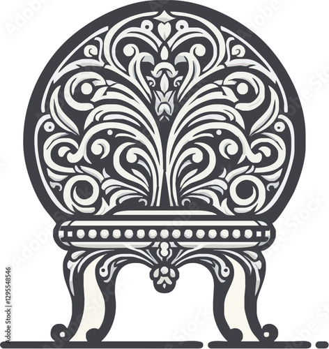 Ornate vintage chair design with intricate floral patterns, suitable for interior decor projects