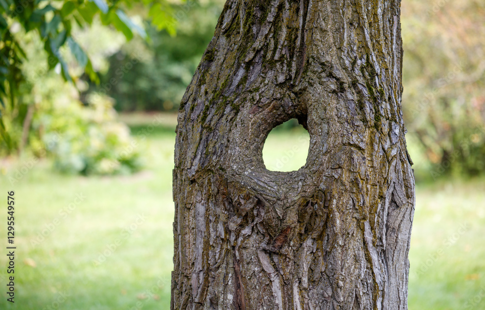 Fototapeta premium A tree trunk with a hole in it