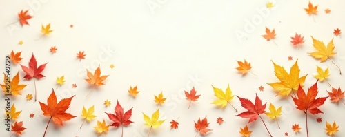 Wallpaper Mural Golden hues of autumn leaves fall gently on a white background, white background, peaceful, autumn colors Torontodigital.ca