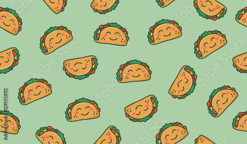 Cute taco pattern background vector design