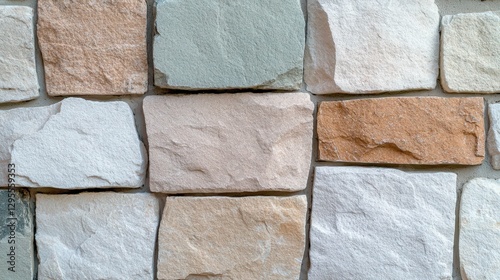 A close up view of stacked rectangular stone tiles