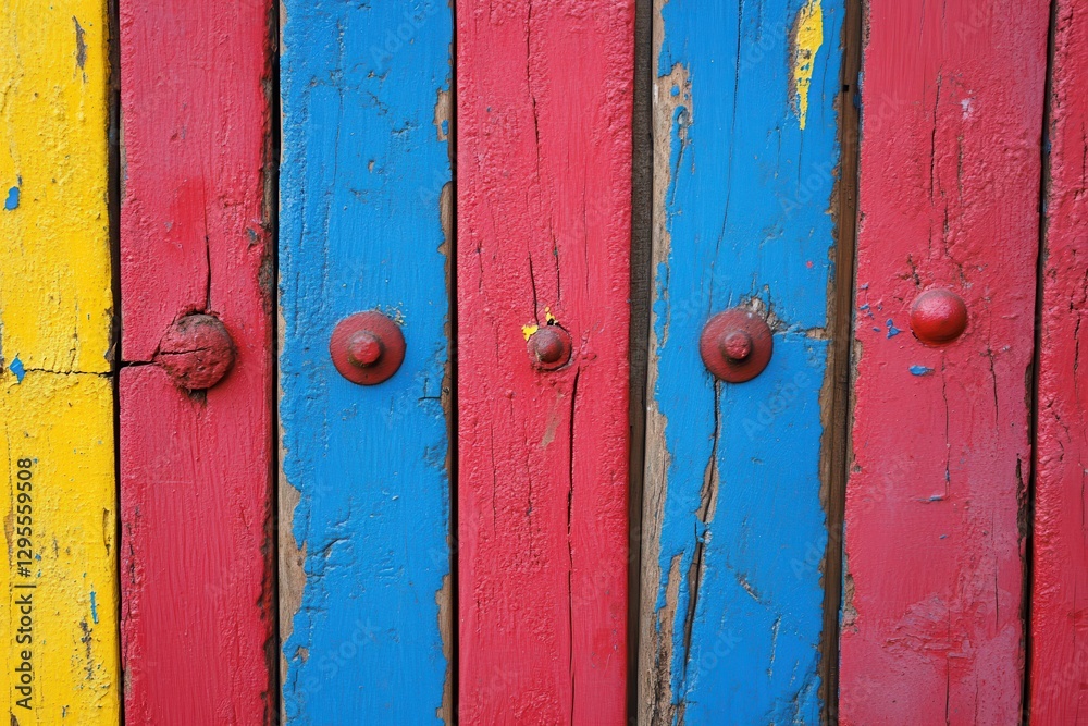 Colorful weathered wood planks, playground background Colorful weathered wood planks, playground background