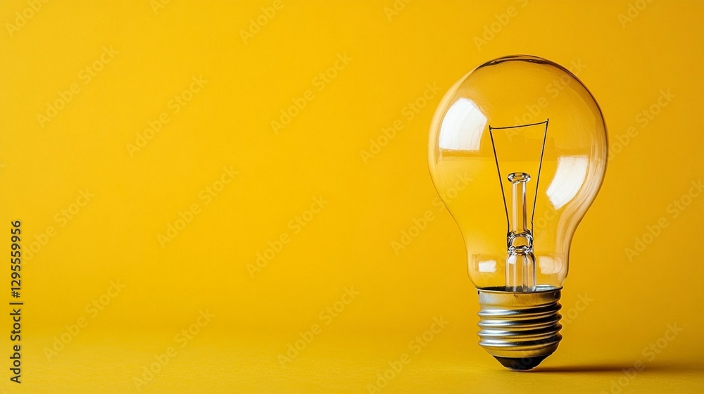 Clear lightbulb on yellow background. Clear lightbulb on yellow background.