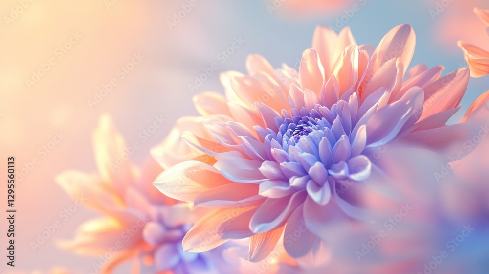 Close up of a dahlia flower in soft pastel colors Close up of a dahlia flower in soft pastel colors
