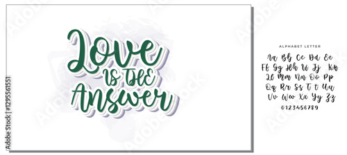 love is the answer hand lettering inscription positive quote, motivational and inspirational typography poster, black ink calligraphy raster version illustration