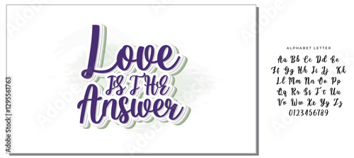 love is the answer hand lettering inscription positive quote, motivational and inspirational typography poster, black ink calligraphy raster version illustration