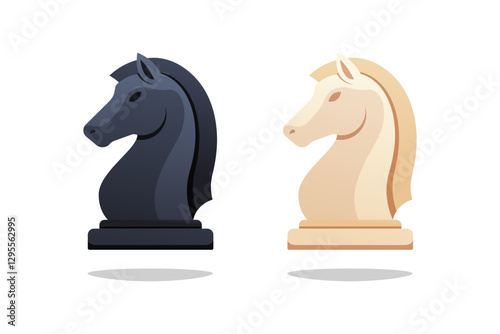 Chess horse. Chess piece, knight chess vector isolated on white background.