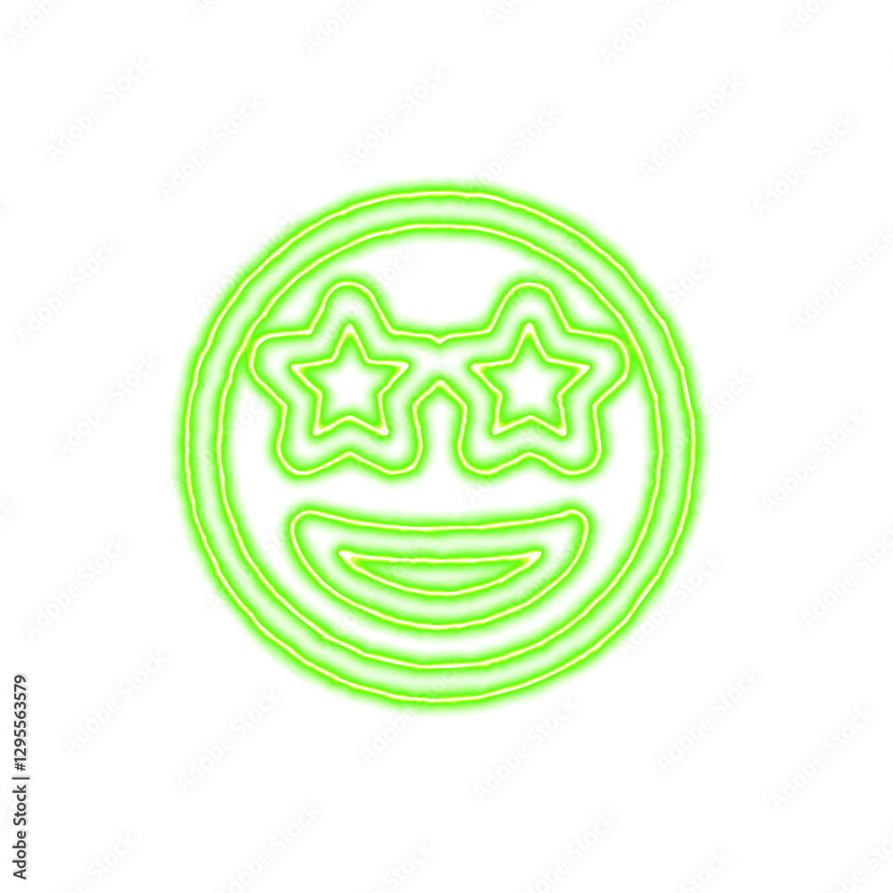 Icon grin stars from the flow of energy of green color. Shimmering neon Icon grin stars from the flow of energy of green color. Shimmering neon