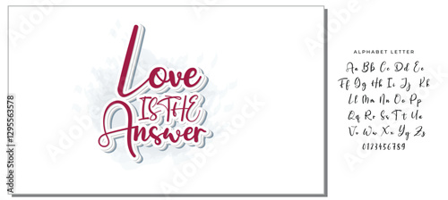 love is the answer hand lettering inscription positive quote, motivational and inspirational typography poster, black ink calligraphy raster version illustration