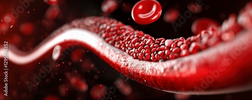 Blood Cells Flowing Through Vein Scientific Macro View Red Corpuscles Healthcare Fluid Dynamics