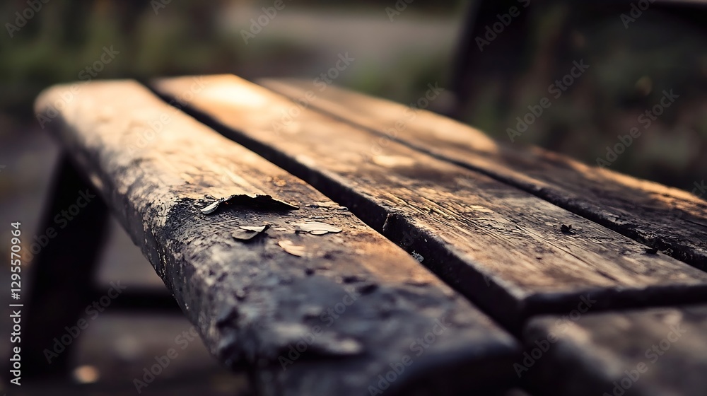 Close Up of Textured Wooden Plank Table with Sunlight and Leaves : Generative AI Close Up of Textured Wooden Plank Table with Sunlight and Leaves : Generative AI