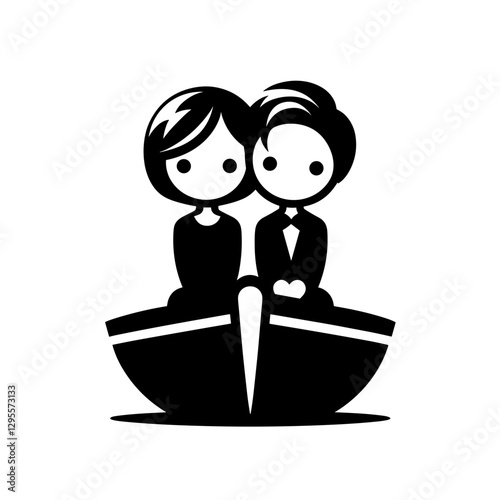 Vector illustration of a couple in a boat