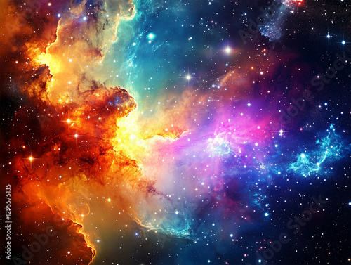 Space background with colorful nebula - ai generative