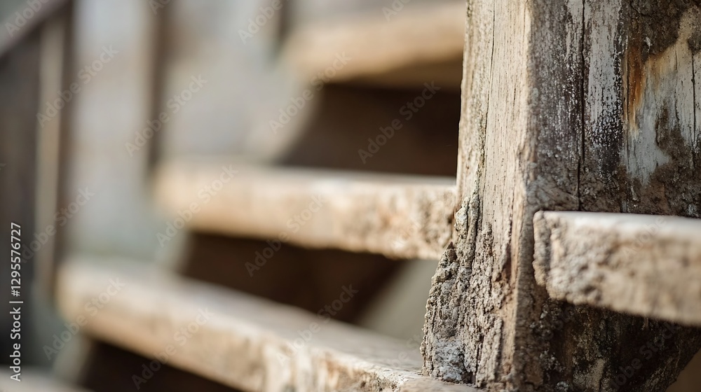 Detailed view of weathered wooden steps showcasing natural textures and rustic charm : Generative AI Detailed view of weathered wooden steps showcasing natural textures and rustic charm : Generative AI