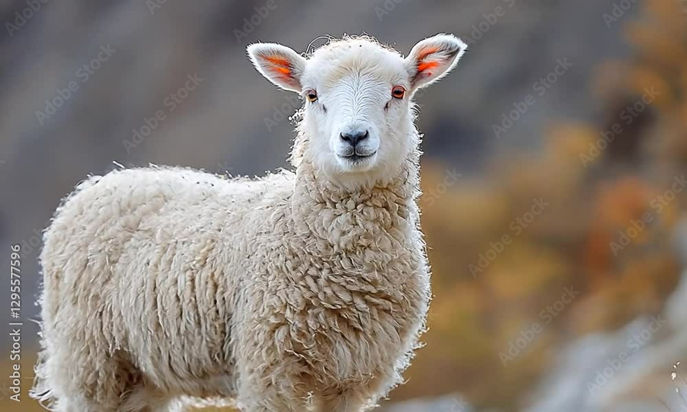 Thin and Frail Sheep Struggling on Rugged Barren Terrain Thin and Frail Sheep Struggling on Rugged Barren Terrain