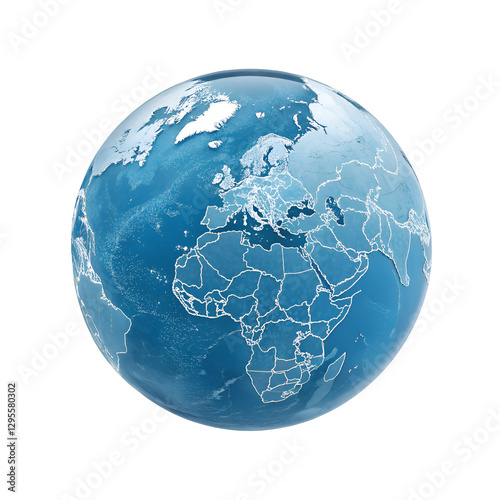Blue globe isolated on transparent background
