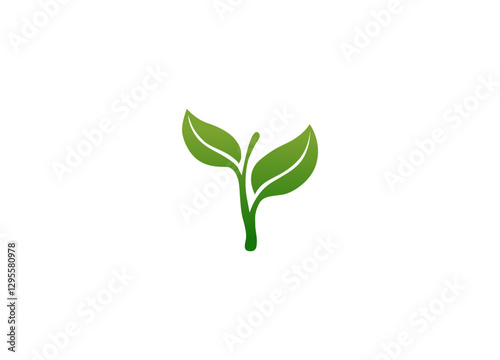 the beginning of green seeding on a white background 