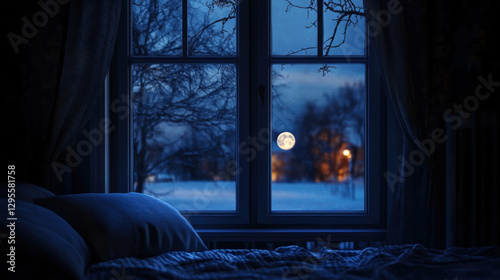 Bedroom window night view scenery landscape interior inspiration backdrop wallpaper background