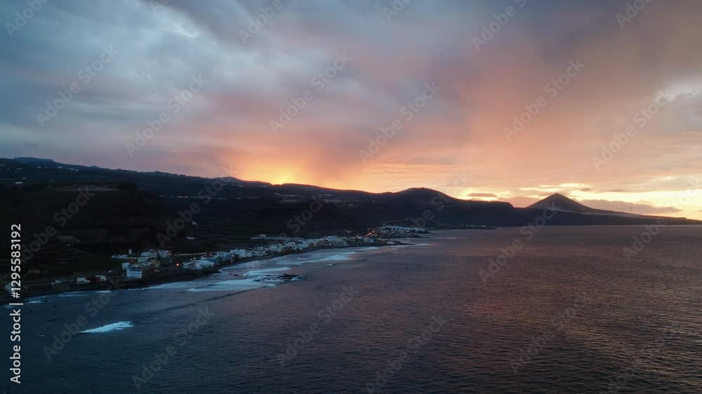 Gran Canaria island at sunset evening, Aerial Gran Canaria island at sunset evening, Aerial