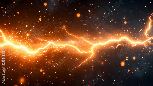 Orange Lightning with Starry Glowing Effects