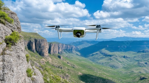 Wallpaper Mural Drone Flying Over Scenic Mountain Valley Under Bright Blue Sky Torontodigital.ca