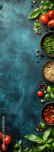 Wallpaper Mural Photography of spice, herbs and ingredients, creating an empty space in the center for text or design elements. Torontodigital.ca