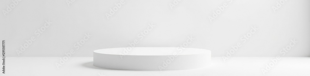 Simple white square pedestal with empty white space around, space, square Simple white square pedestal with empty white space around, space, square