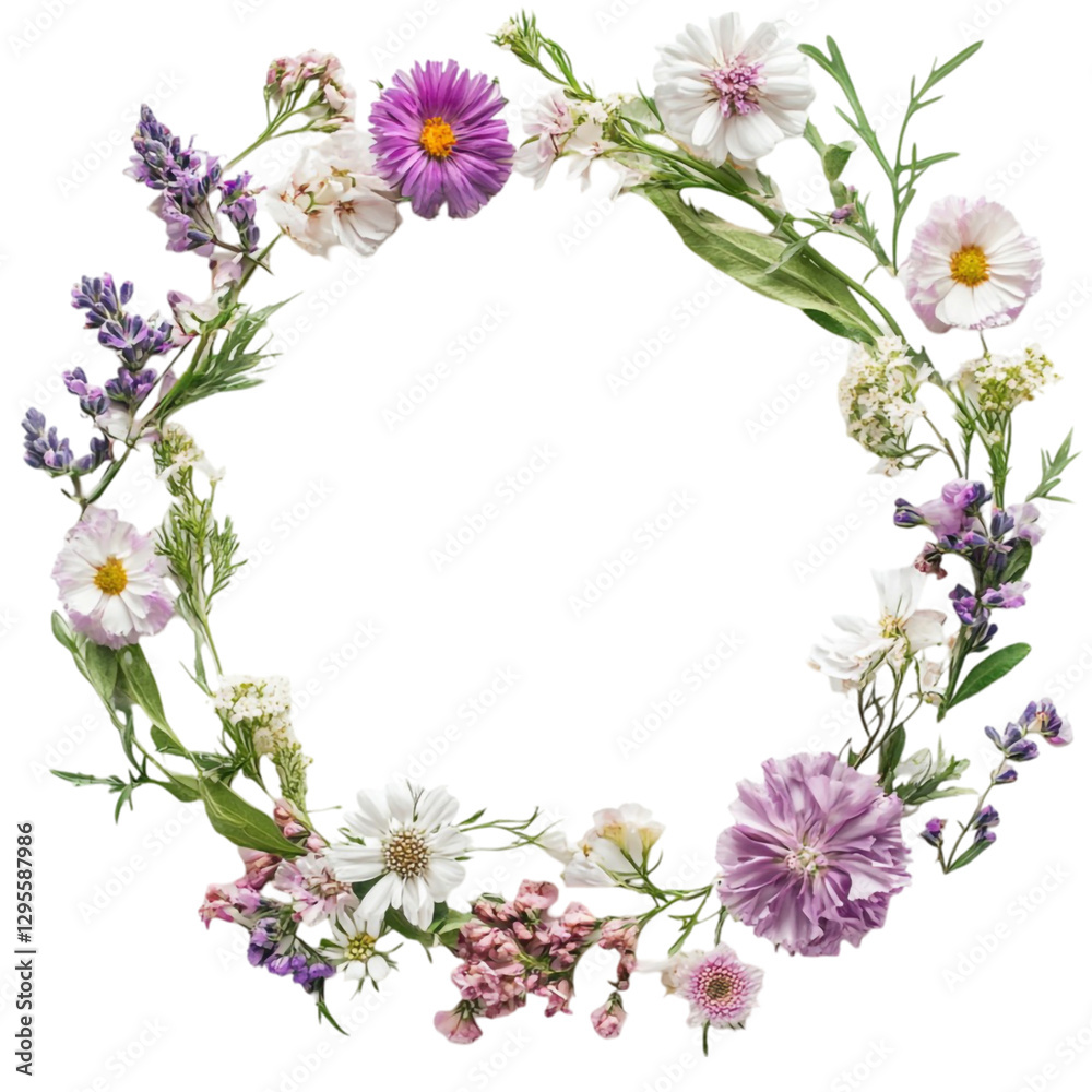 Fototapeta premium Floral Wreath Colorful Abstract Background,